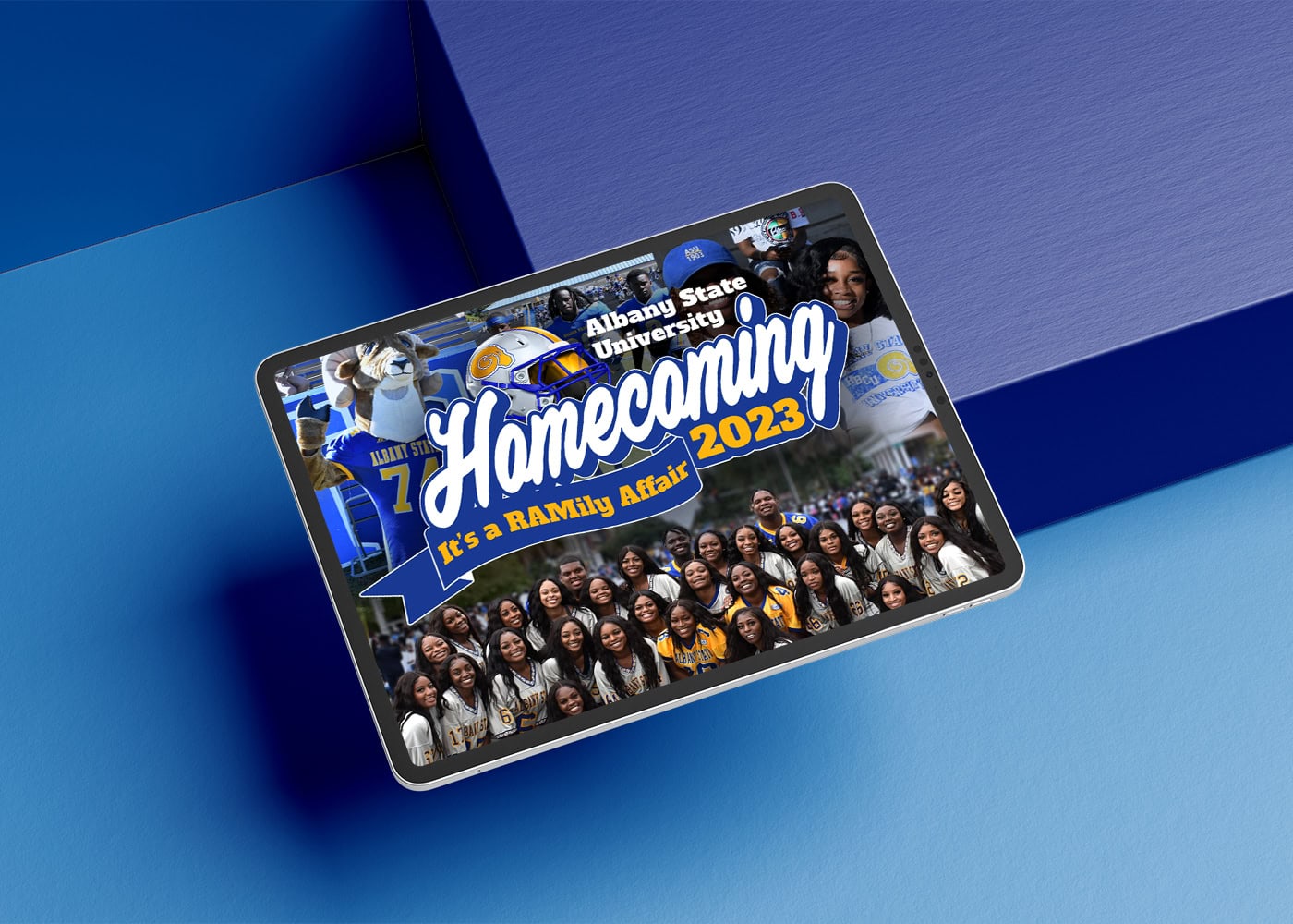 Tablet displaying Creative Ad for Albany State University